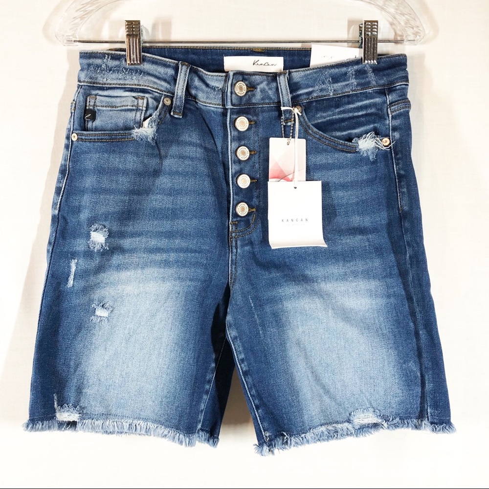 KanCan High Rise Button Fly Denim Shorts Large